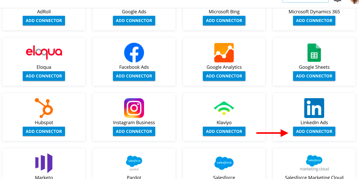 Select the CaliberMind Add Connector Button