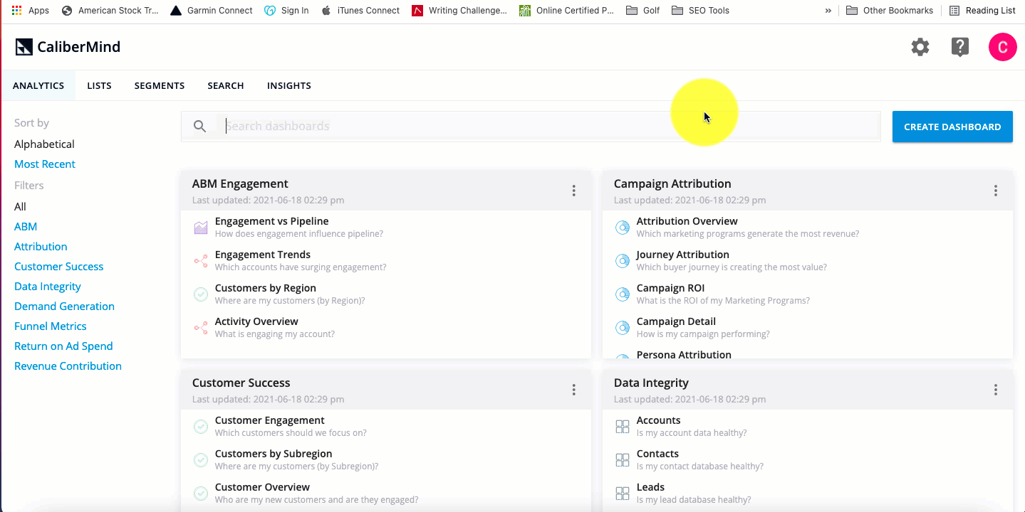 Navigating to CaliberMind Object Mapping Filters